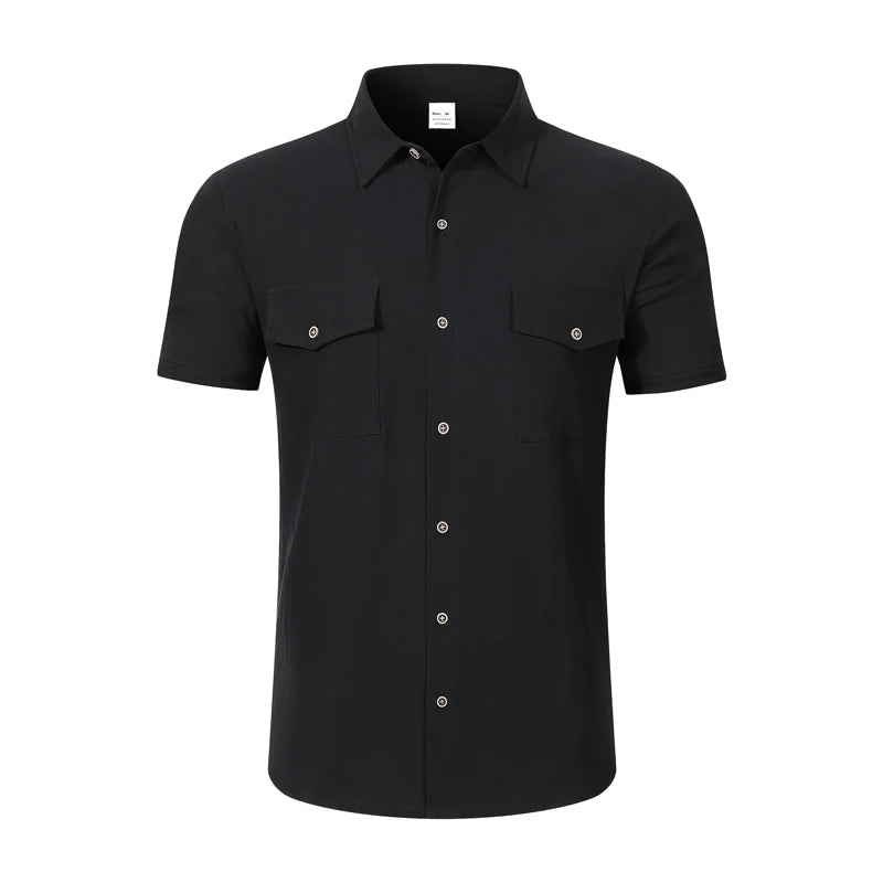 Camisa de Lino Manga Corta Casual
