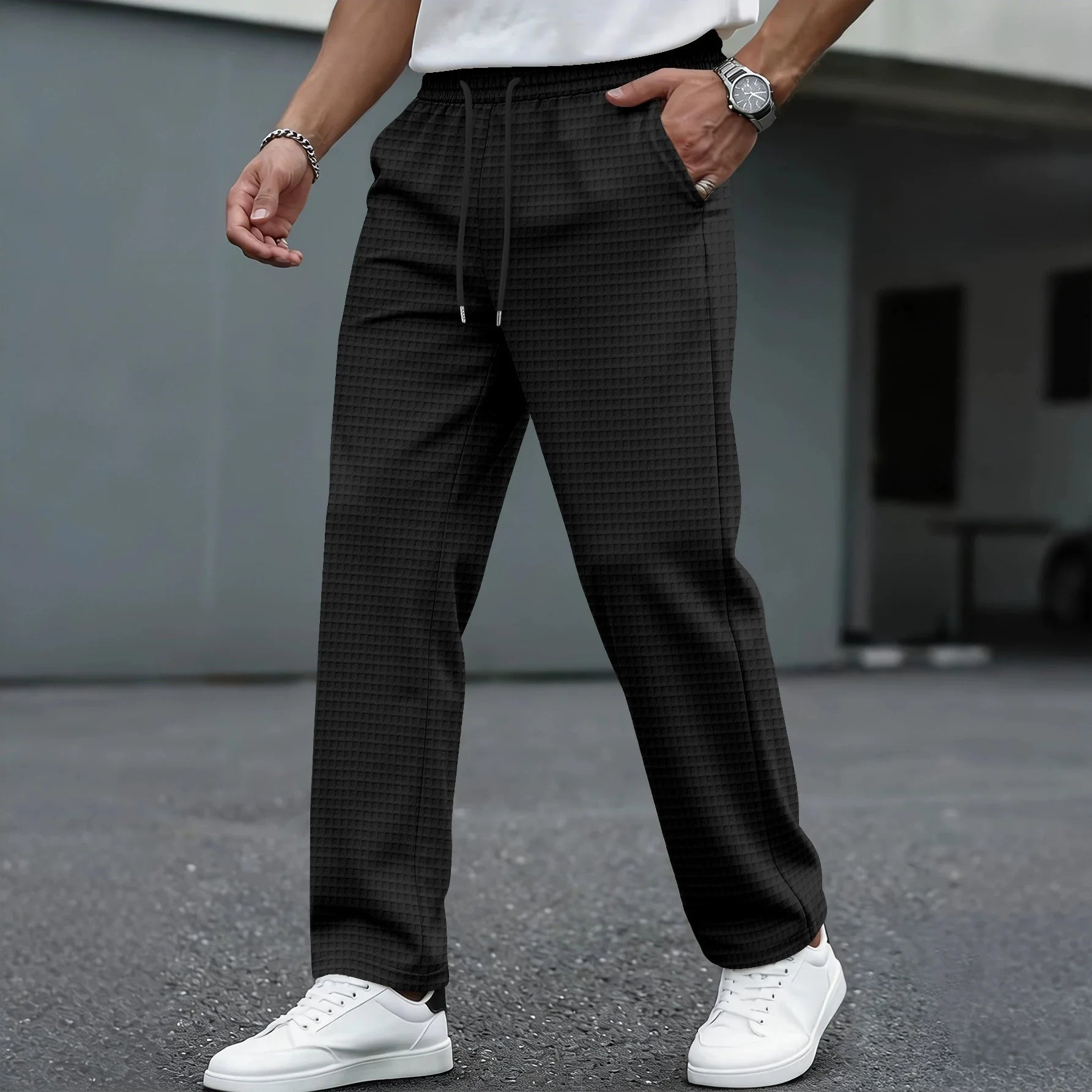 Pantalón Casual a Cuadros con Cordón