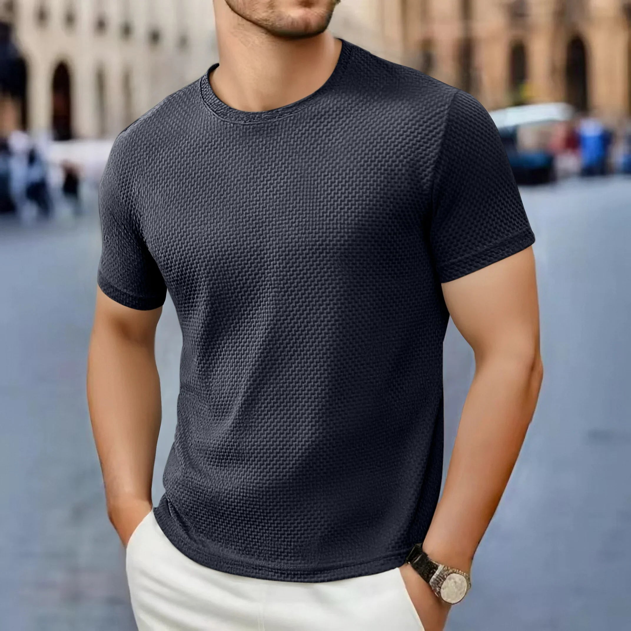 Remera Casual de Algodón Cuello Redondo