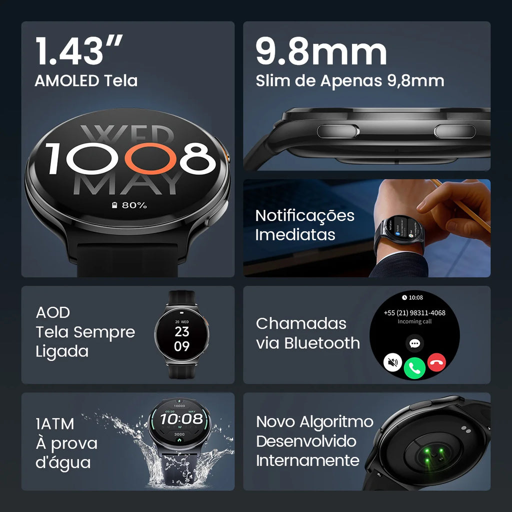 Smartwatch AMOLED Monitor de Salud