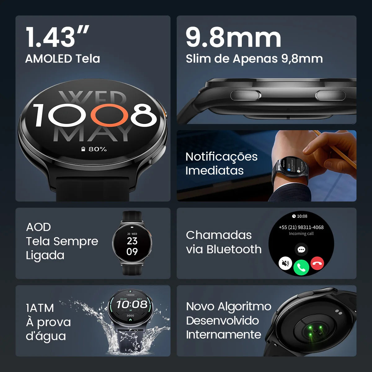 Smartwatch AMOLED Monitor de Salud