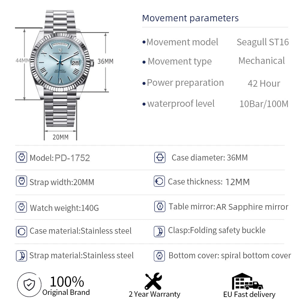 Reloj Automático Mecánico Cristal Zafiro